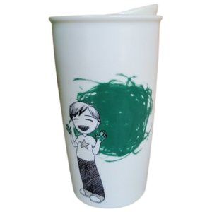 STARBUCKS 2015 DOT Collection Ceramic Travel Tumbler Coffee Mug 12oz